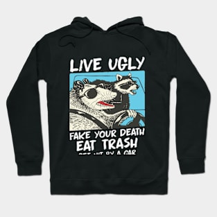 Live Ugly Fake Your Death Opossum Quotes Hoodie